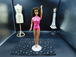 1970 1160 MARLO FLIP BARBIE PINK AND WHITE SWIMSUIT